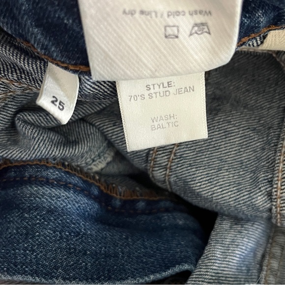 SOLD⭐️SOLD⭐️Reformation 70s Stud Jean High Waisted Crop Baltic Wash Jeans 25 - Picture 9 of 10